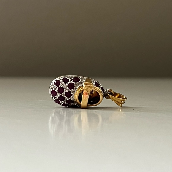 14k gold rubies baby shoe pendant charm - Picture 2 of 7